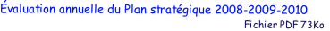 �valuation annuelle du Plan strat�gique 2008-2009-2010
                                                                                           Fichier PDF 73Ko 
