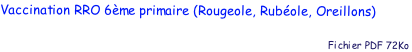 Vaccination RRO 6me primaire (Rougeole, Rubole, Oreillons) 

                                               Fichier PDF 72Ko

