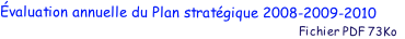 valuation annuelle du Plan stratgique 2008-2009-2010
                                                                                           Fichier PDF 73Ko 
