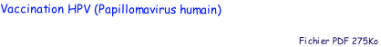 Vaccination HPV (Papillomavirus humain) 

                                               Fichier PDF 275Ko
